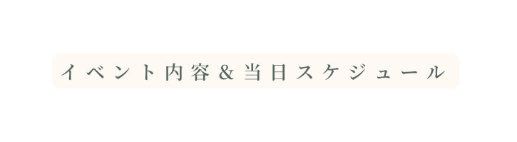 イベント内容 当日スケジュール