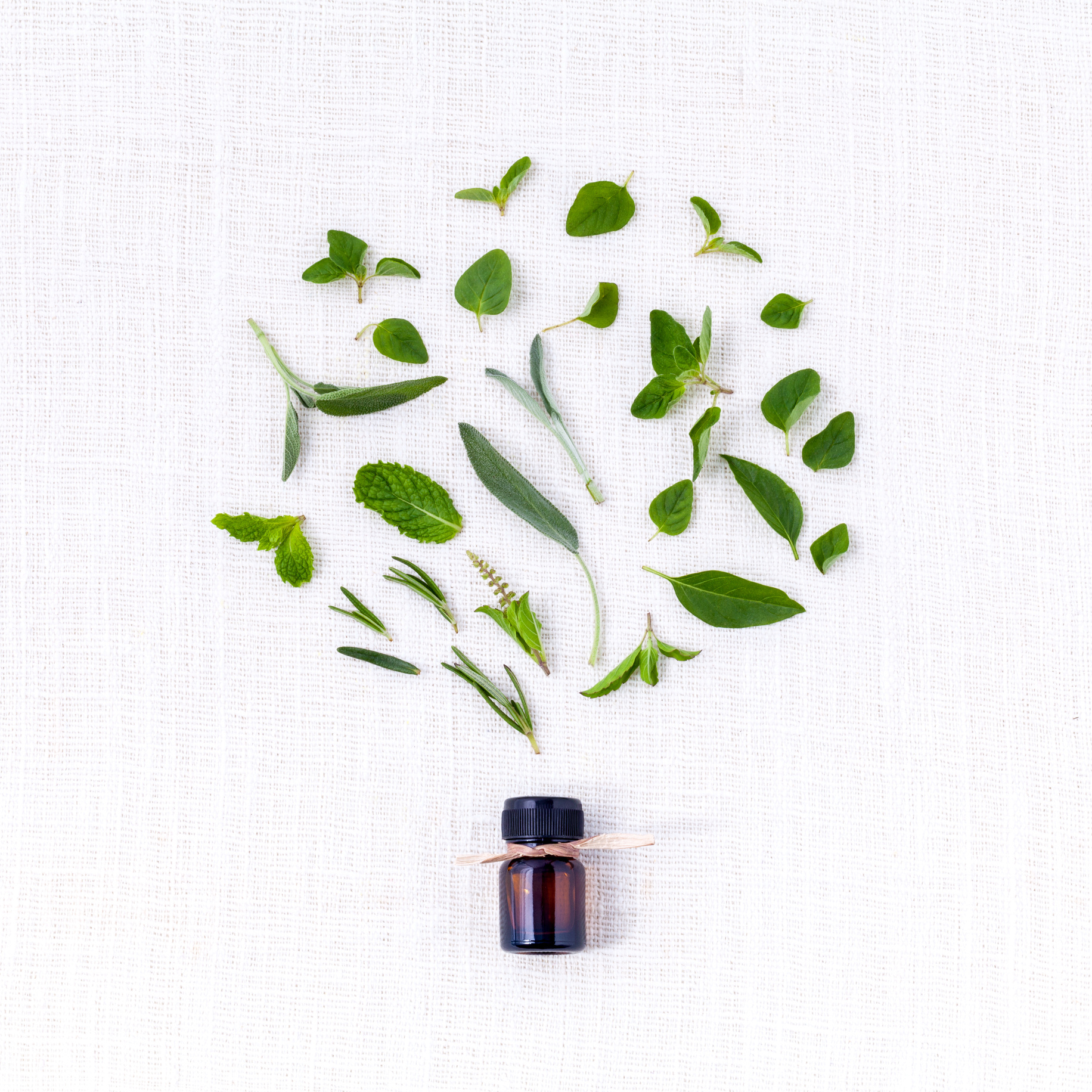 Bottle of essential oil .